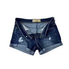Hollister Low Rise Midi Medium Wash Distressed Denim Shorts W27 Size 5 picture