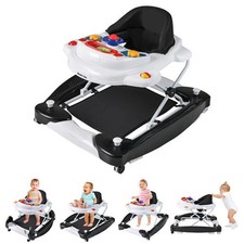 6 in 1 Foldable Baby Walker with Adjustable Height-Black - Color: Black picture