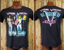 Vintage Vinnie Vincent All Systems Go Concert T Shirt 1988 Black picture