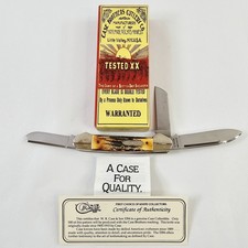 Case XX Classic 5394 Stag Gunboat Canoe Bomb Shield Folding 3 Blade Knife 1991 picture