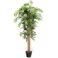 5-Feet Artificial Bamboo Silk Tree Indoor-Outdoor Decorative Planter - Color: Gr picture