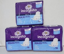 Incognito Maxi Overnight Pads Regular With Wings Dye Free 54 Ct picture