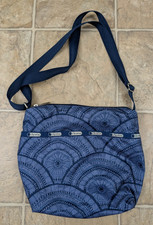 LeSportsac blue print Crossbody Bag Zip Closure Adjustable Strap Lined 1114 picture