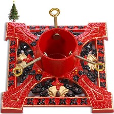 Cinnvoice Cast Iron Christmas Tree Stand For Real Live Trees, Red QIY1100 picture