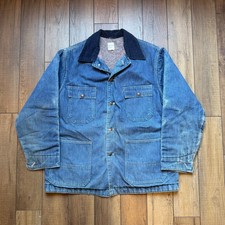 Vtg Big Mac JCPenney Denim Chore Coat Blanket Lined Corduroy Collar Jacket USA picture