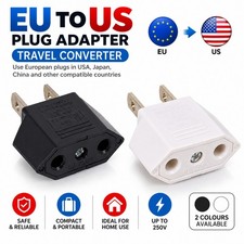 New EU Euro Europe to US USA Power Jack Wall Plug Converter Travel Adapter Us picture