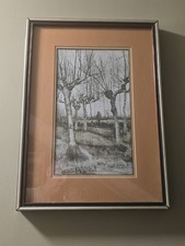 Vintage-Vincent Van Gogh Offset Lithograph Pollard Birches and Shepherd picture