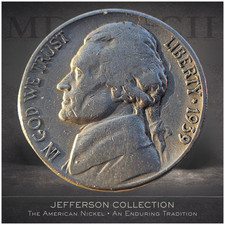 1939 Jefferson Nickel 5¢ Early 2nd Year Issue Monticello U.S. Coin picture