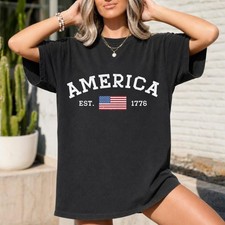 America 1776 Shirt, Vintage USA Flag Tee, Patriotic T-Shirt picture