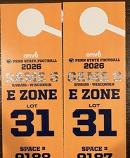 PENN STATE FOOTBALL VS WISCONSIN 9/26/2026 - 2 ADJACENT RESERVED PARKING PASSES picture