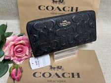 Coach F53834 Long Zip Around Wallet Signature Leather Black Japan New picture