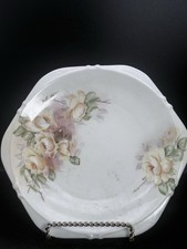 Antique Hermann Ohme Silesia Porcelain Rose Plate Hand Painted Floral c1900-1920 picture