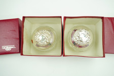 Pair Vintage Gorham Sterling Silver Cut Crystal Powder Dresser Jars Boxed 109g picture