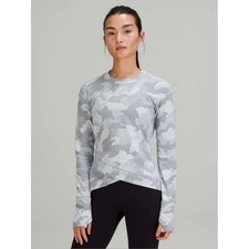 Lululemon Camo Close To Crossing Rulu Long Sleeve Shirt Crossover Gray Size 8 picture