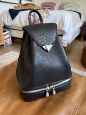 Tyler Ellis Debi Backpack Black Plunge Leather Chain Drawstring Pinecone Italy picture