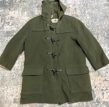 Vintage Burberry London Green Wool Duffle Coat Hooded Toggle Jacket 14XM / XS picture