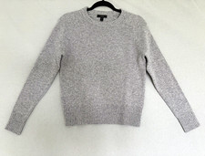 J.CREW Women’s Gray Solid Wool Knit Ribbed Crewneck Pullover Sweater Size S picture