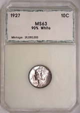 1927 Mercury Dime MS BU PCI Gen 2 Beautiful Toned Old Holder picture
