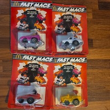 Vintage 1985 Ertl McDonald's Fast Macs Complete Set 4 Sealed Pull Back Cars picture