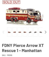 Fire Replicas FR098 1/50 FDNY Pierce Arrow XT Rescue 1 - Manhattan - SOLD OUT picture