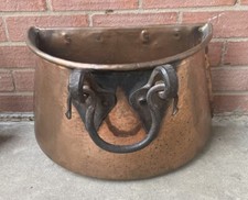 RUSTIC HAND FORGED HAMMERED COPPER POT Or BASKET picture