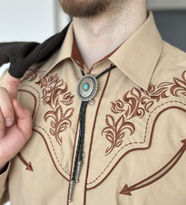 Totem Turquoise Mens Bolo Tie Bridegroom Wedding Necklace Western Cowboy Necktie picture