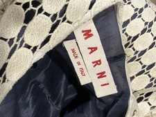 Marni Crème And Navy Geometric Shift Dress. Italian Size 38. VGUC. picture