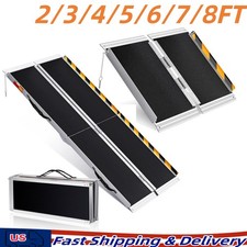 2/3/4/5/6/7/8/FT Home Wheelchair Ramp Non-Skid Folding Aluminum Ramps Steps picture