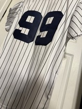 NEW- JUDGE WHITE  PINSTRIPE GAMETIME YANKEES JERSEY SIZE MEDIUM picture