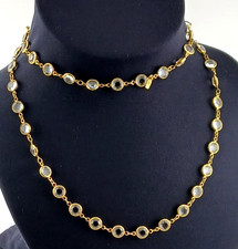 Vintage Signed Swan 1980s Swarovski Bezel-Set Chicklet Sautoir Station Necklace picture