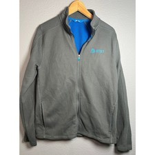 AT&T Corporate Full Zip Jacket Mens Medium Gray Waffle Knit Mock Neck Logo picture