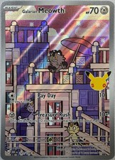 Galarian Meowth 141/128 Illustration Rare ME: 30th Celebration Pokemon Holo NM picture
