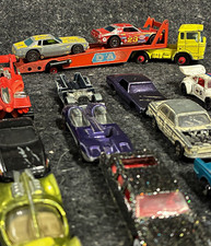 Vintage Hot Wheels Corgi Matchbox Johnny Lightning Lot w/ Transporter Hauler  picture