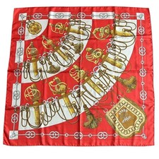 HERMES Cliquetis Carre 90 Silk 100% Scarf Red W/Tags Excellent gift picture