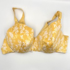 Cacique Yellow Floral Lightly Lined Balconette Bra 42DD Underwire Adjustable picture