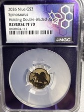 2026 Niue G$2 Spinosaurus Double-Bladed Axe NGC Reverse PF 70 picture