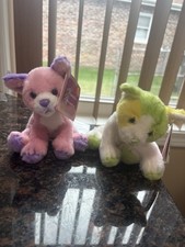 Lot 2 Russ Yomiko Dreamers Plush Pink Chihuahua & Green Yellow Calico Cat NWT picture