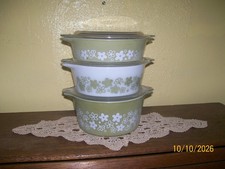 Vintage PYREX Casserole  SPRING BLOSSOM  1973 #'s 471, 472, 473 with LIDS picture