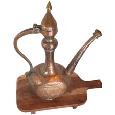 Antique 19th C. Persian Tinned Copper Aftaba Pitcher Hammered Moorish Ewer 16