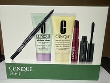 CLINIQUE 5pc Gift Set: FACIAL SOAP, LOTION, EYELINER, MASCARA, LIPSTICK NIB picture