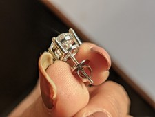 1.25CT TW Round Cut Lab Grown Diamond Studs Screw Back 14K White Gold picture