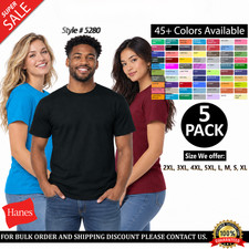 5 Pack Hanes Essential 100% Cotton Adult 5.2 oz. Cotton T-Shirt - 5280 picture
