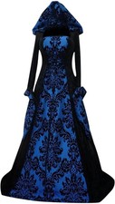 Women's Gothic Dress with Hood Medieval Costume Corset Renaissance Dresses picture