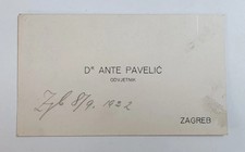 Rare 1922 Ante Pavelic Signed Business Card - Zagreb Lawyer Era - Handwritten picture