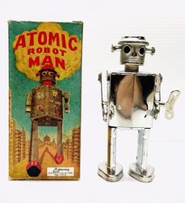Schylling ATOMIC ROBOT MAN Working Wind Up Tin Toy with Original Box picture
