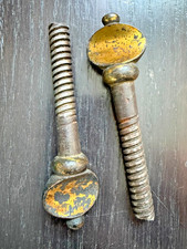 Antique Victorian Coffin Thumbscrews Pair Japanned Gilt 19th Century picture