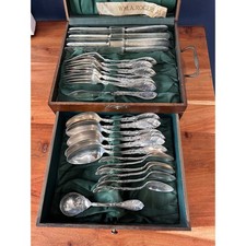 Antique Wm A Rogers Triple Plate Silverplate Flatware Complete Service for 6 picture
