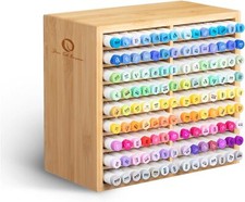 Ohuhu Bamboo Marker Organizer, Wooden Desktop Storage Hold 126 Markers for Home picture