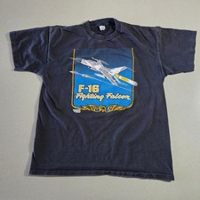 Vintage 1987 F-16 Fighting Falcon Jet T-Shirt Belta XL Black Single Stitch 80s picture