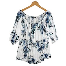 NWT Lane Bryant Womens Off the Shoulder 3/4 Sleeve Blouse Size 16 Floral Print picture